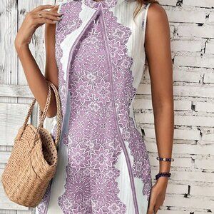 Mauve Purple Boho Women's Floral Print Sleeveless Jumpsuit Romper